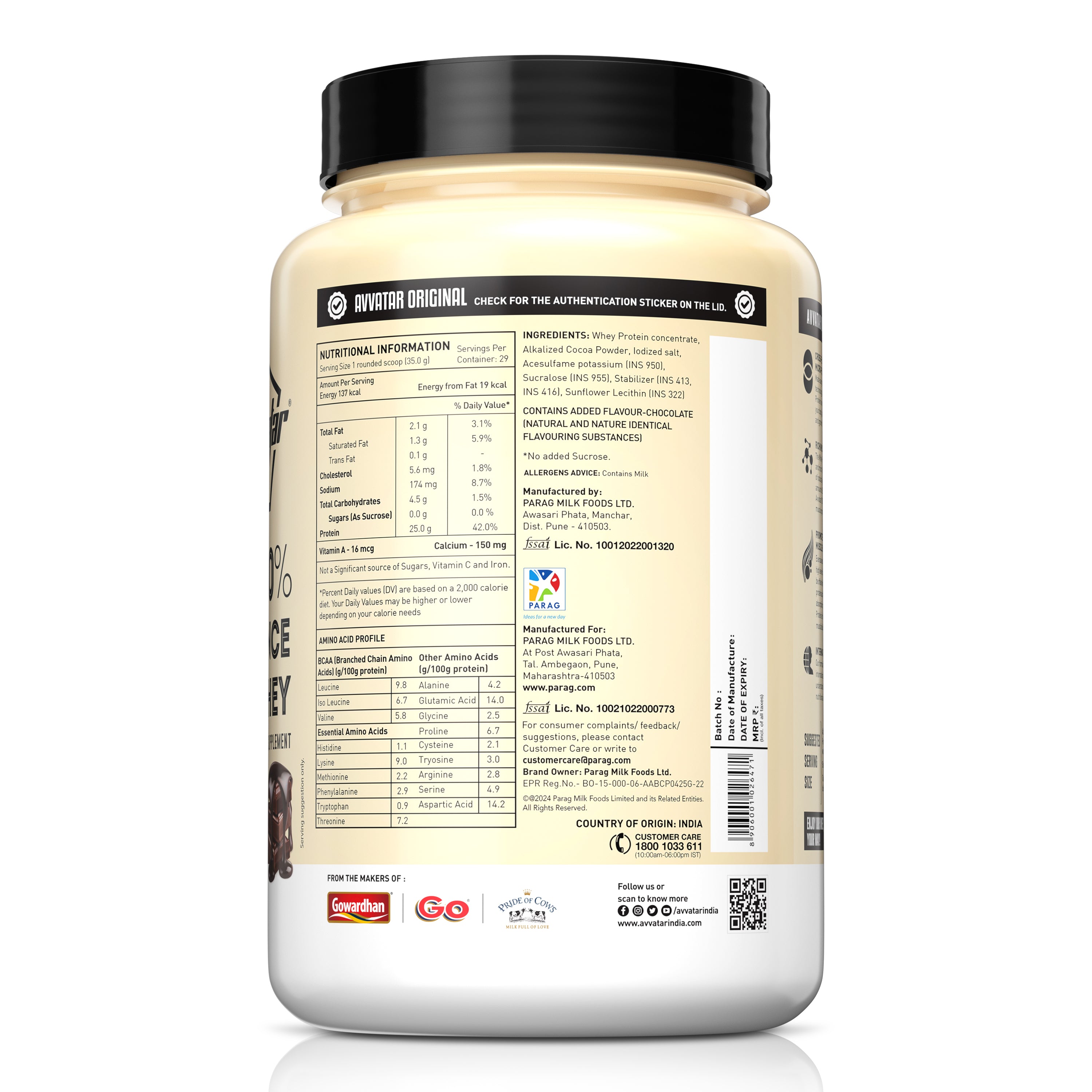 Avvatar 100% Performance Whey | 1 Kg | Belgian Chocolate Flavour