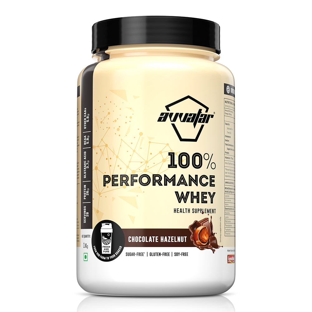 Avvatar 100% Performance Whey | 1 Kg | Chocolate Hazelnut Flavour
