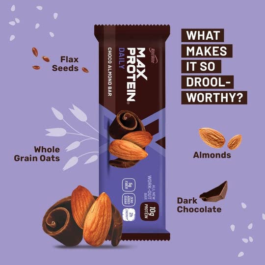 Ritebite Max Protein Bar डेली चोको बादाम बार 300g - 6 का पैक (50g x 6)