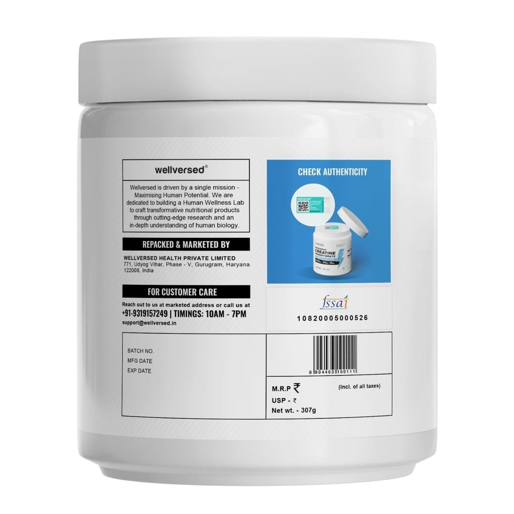 Wellcore Pure Micronised Creatine Powder (83 Servings, Unflavoured) For Enhanced Muscle Strength With Rapid Absorption | Creatine Monohydrate | Wellcore Creatine Unflavoured - 250g (Pack Of 4)