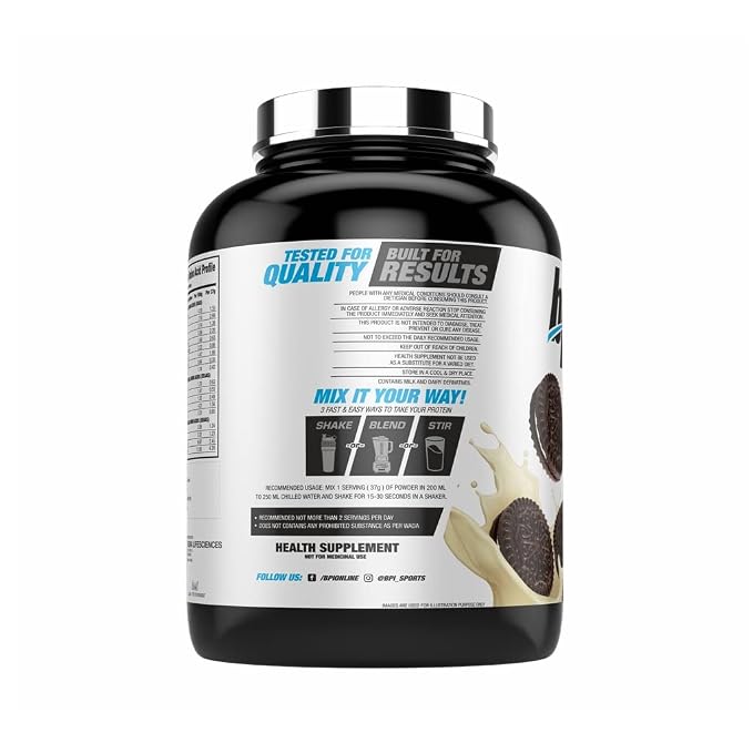 BPI Sports Whey HD Ultra Premium Protein Powder, Cookies & Cream, 2.0 kg