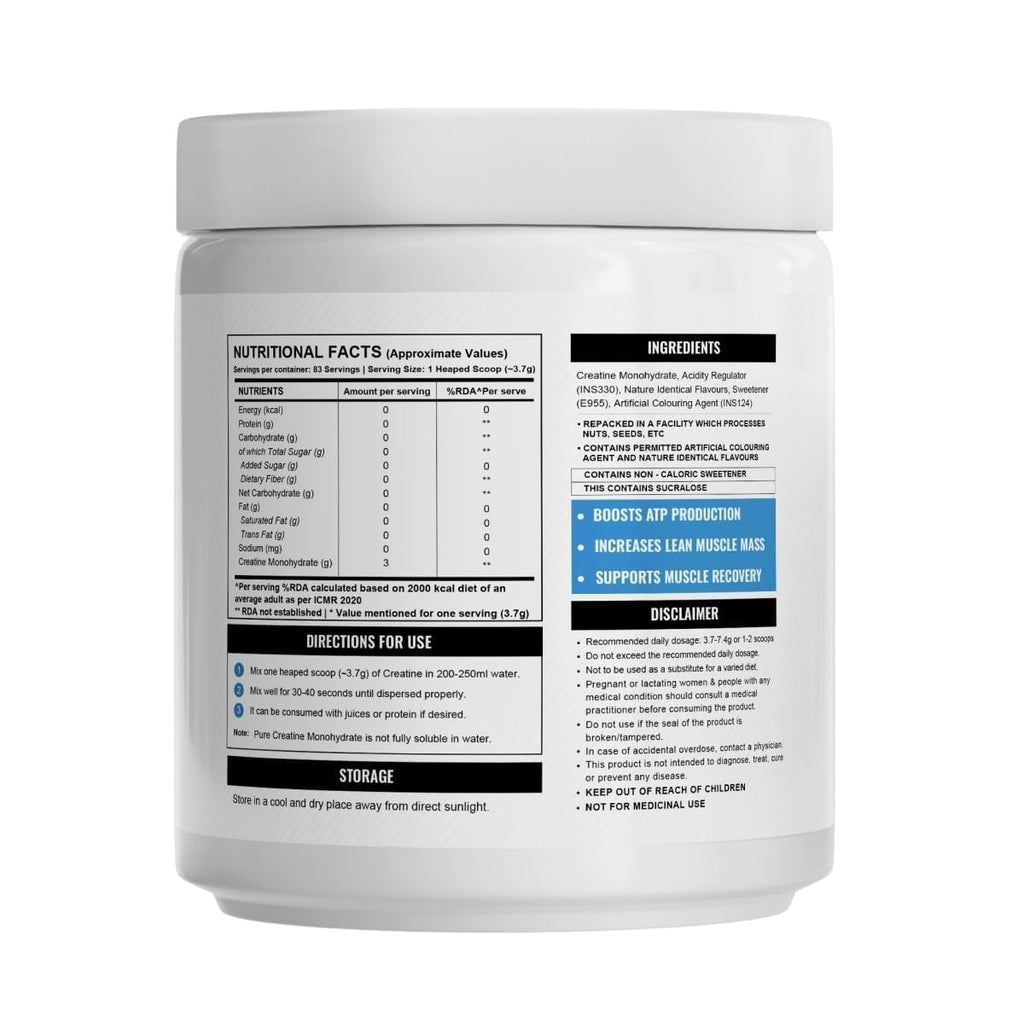 Wellcore Pure Micronised Creatine Powder (83 Servings, Unflavoured) For Enhanced Muscle Strength With Rapid Absorption | Creatine Monohydrate | Wellcore Creatine Unflavoured - 250g (Pack Of 4)