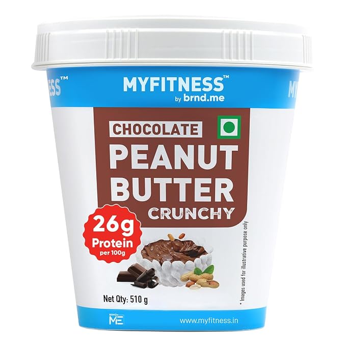 MYFITNESS पीनट बटर चॉकलेट स्प्रेड क्रंची 510g | 23g प्रोटीन और 9g फाइबर | नाश्ते और नाश्ते के लिए स्वादिष्ट और स्वस्थ नट बटर स्प्रेड | कोलेस्ट्रॉल मुक्त | ज़ीरो ट्रांस फैट | कुरकुरे पीनट बटर