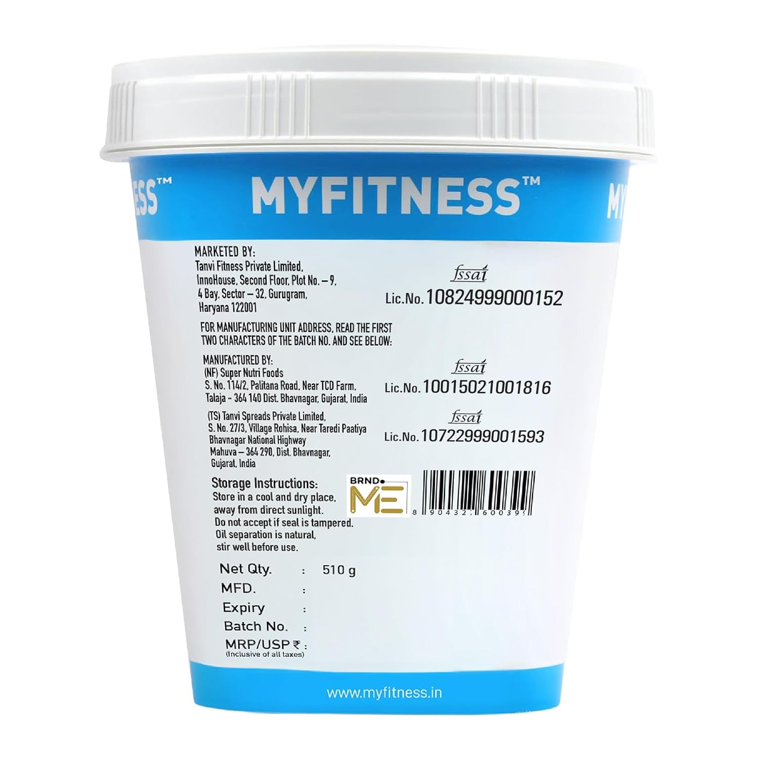 MYFITNESS ओरिजिनल पीनट बटर क्रंची 510g