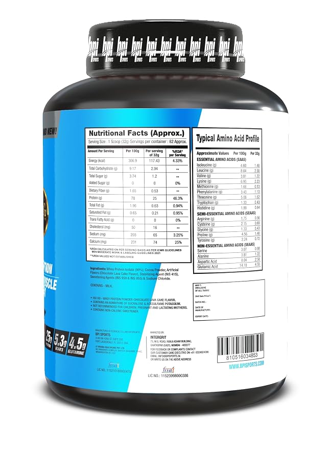 BPI Sports ISO HD Whey Protein Isolate Powder | 25g Protein | Fast Digesting Lean Muscle Protein | Chocolate Lava Cake Flavor | 2kg