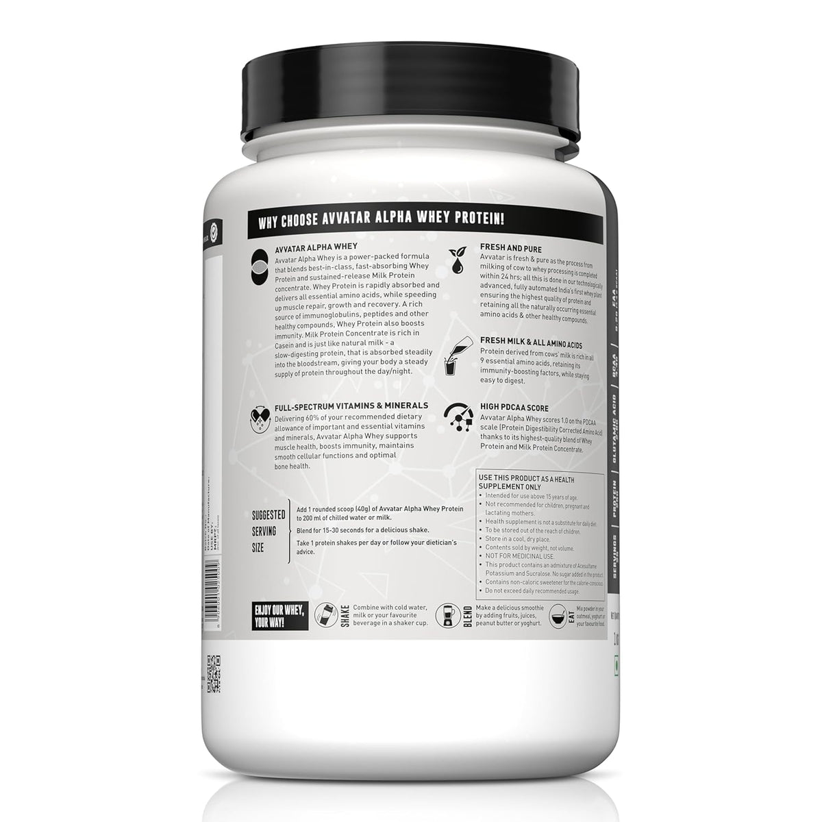 avvatar Alpha WHEY प्रोटीन | 1Kg | बेल्जियम चॉकलेट फ्लेवर | 25g प्रोटीन | 25 सर्विंग