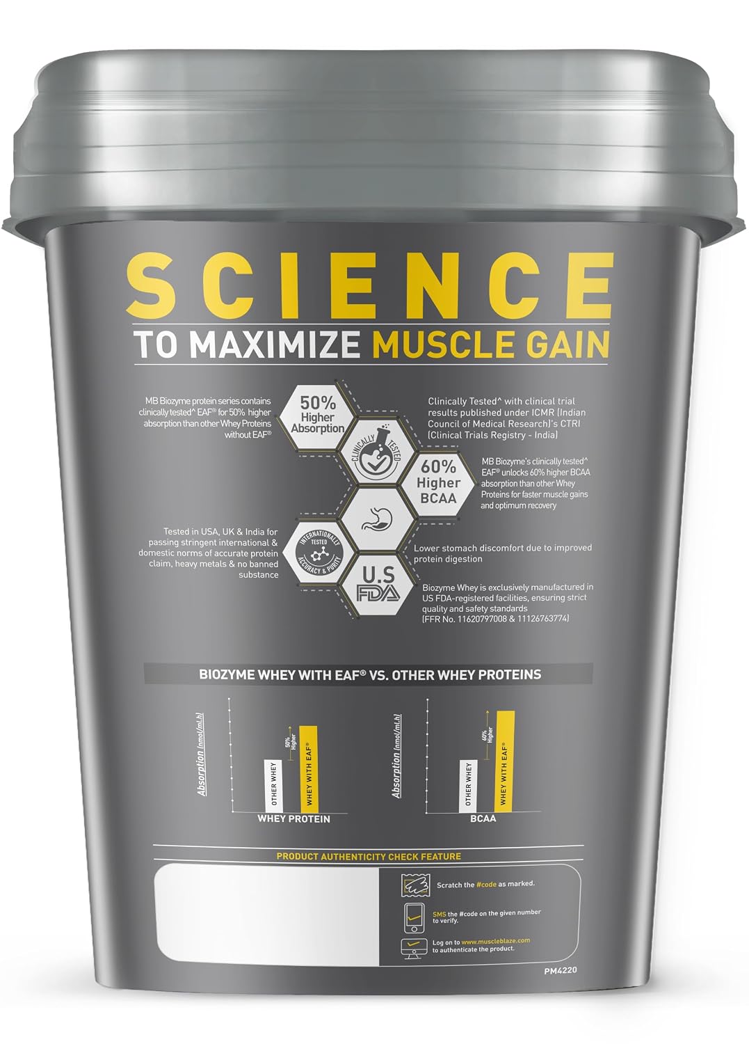 MuscleBlaze Biozyme प्रदर्शन व्हे प्रोटीन पाउडर, 4kg (8.8lbs) | रिच चॉकलेट | स्कूप प्रति 25g प्रोटीन | चिकित्सकीय परीक्षण 50% उच्च प्रोटीन अवशोषण