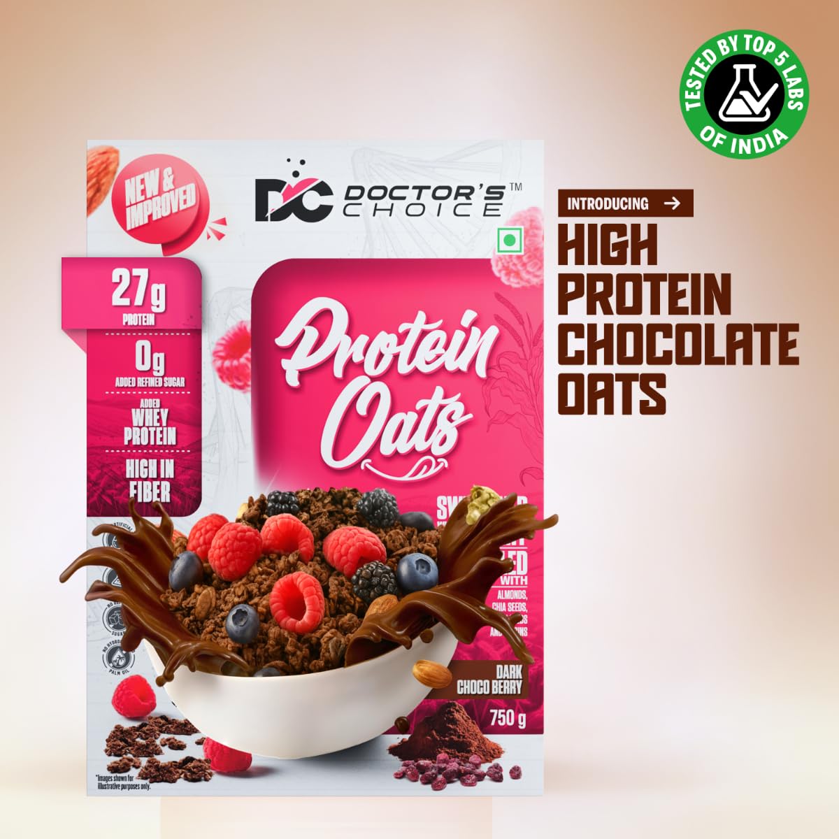 Doctor's Choice High Protein Oats 750g Dark Chocolate