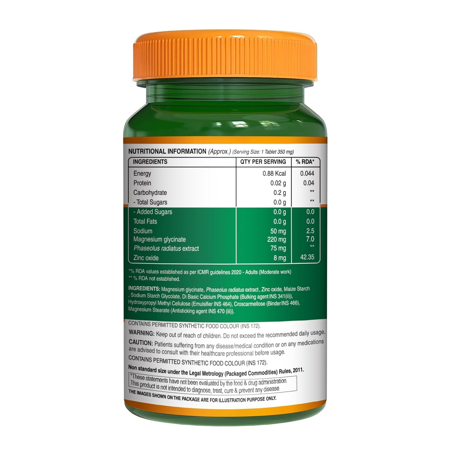 Pure Nutrition Magnesium Glycinate with Zinc Supplement 350 mg - 60 Tablets | High Absorption Magnesium Supplement for Bone, Muscle & Nerve Vitality | Supports Calm, Sleep Quality & Cramp Relief