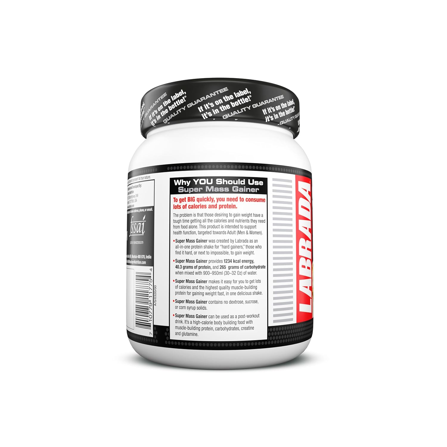Labrada सुपर मास गेनर 1kg | मांसपेशियों की वृद्धि और रिकवरी के लिए हाई-कैलोरी प्रोटीन पाउडर | 1246 कैलोरी | 40g प्रोटीन | 265g कार्ब्स | मलाई कुल्फी स्वाद | 3g क्रिएटिन | 500mg ग्लूटामाइन, 1000gm