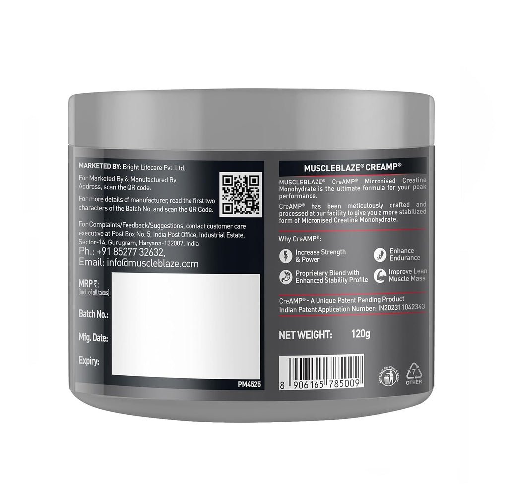 MuscleBlaze Creatine Monohydrate CreAMP Citrus Blast Flavour 120g