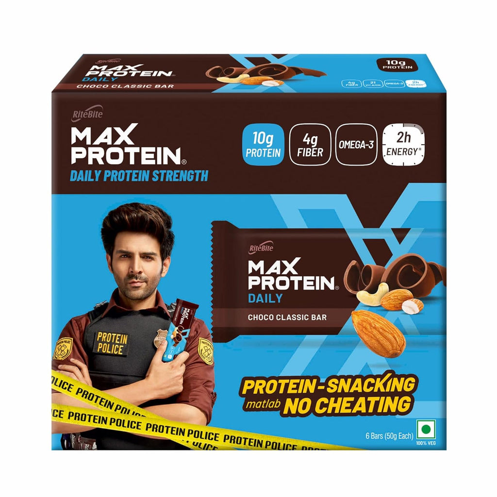 RiteBite Max Protein Bar  वर्क आउट चोको क्लासिक हाई प्रोटीन बार - 6 का पैक