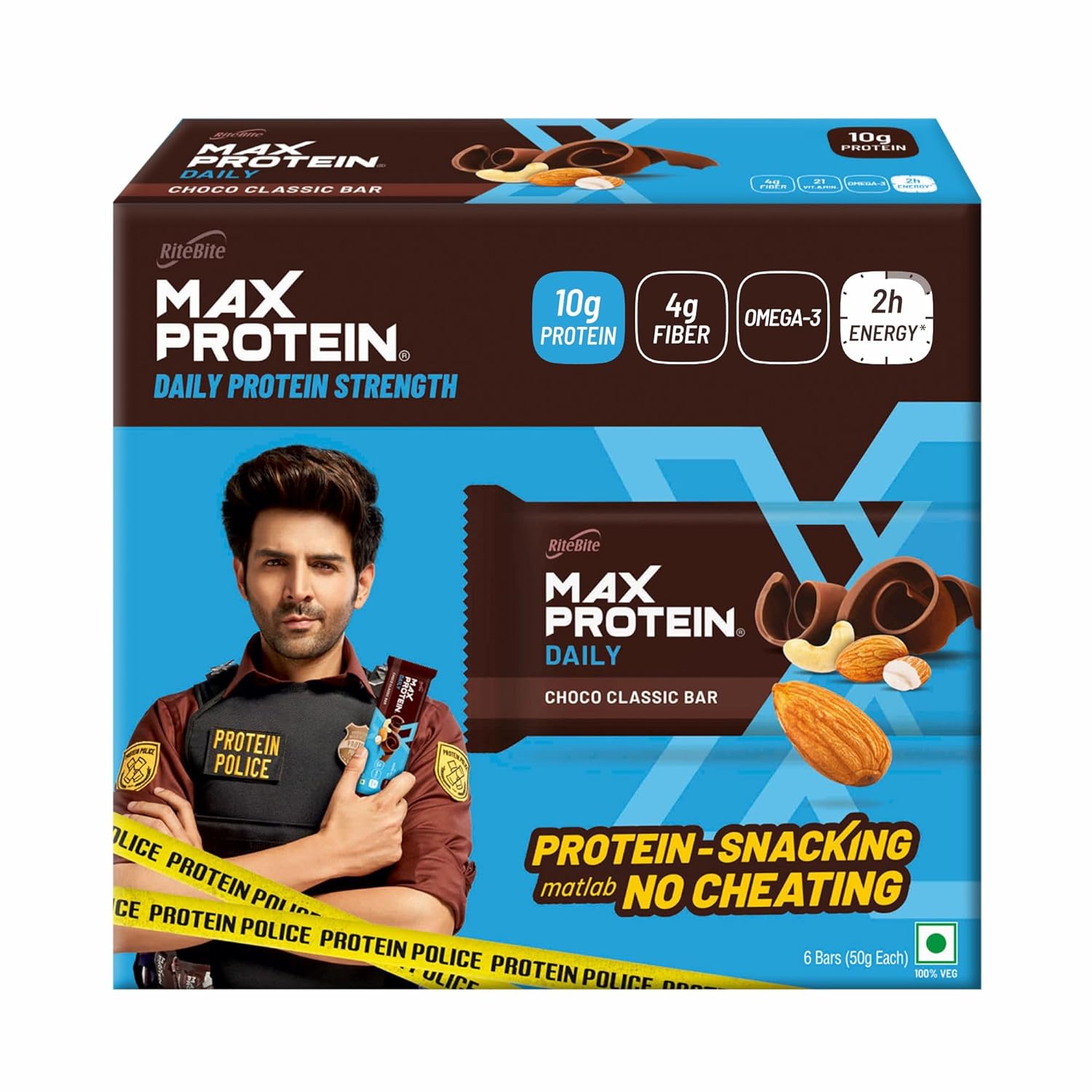 RiteBite Max Protein Bar  वर्क आउट चोको क्लासिक हाई प्रोटीन बार - 6 का पैक