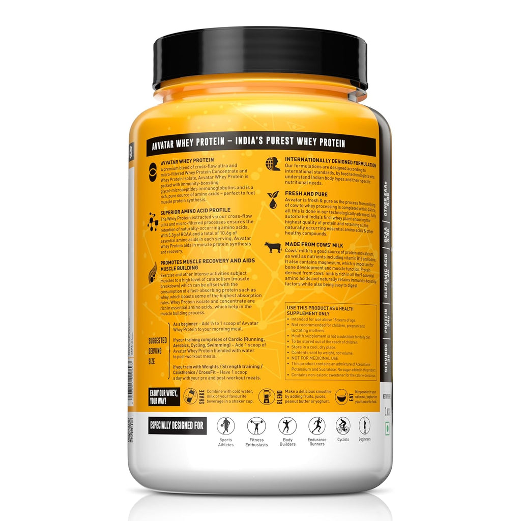 avvatar WHEY PROTEIN | 1Kg | Belgian Chocolate Flavour | 24g Protein | 29 Servings | Isolate & Concentrate Blend