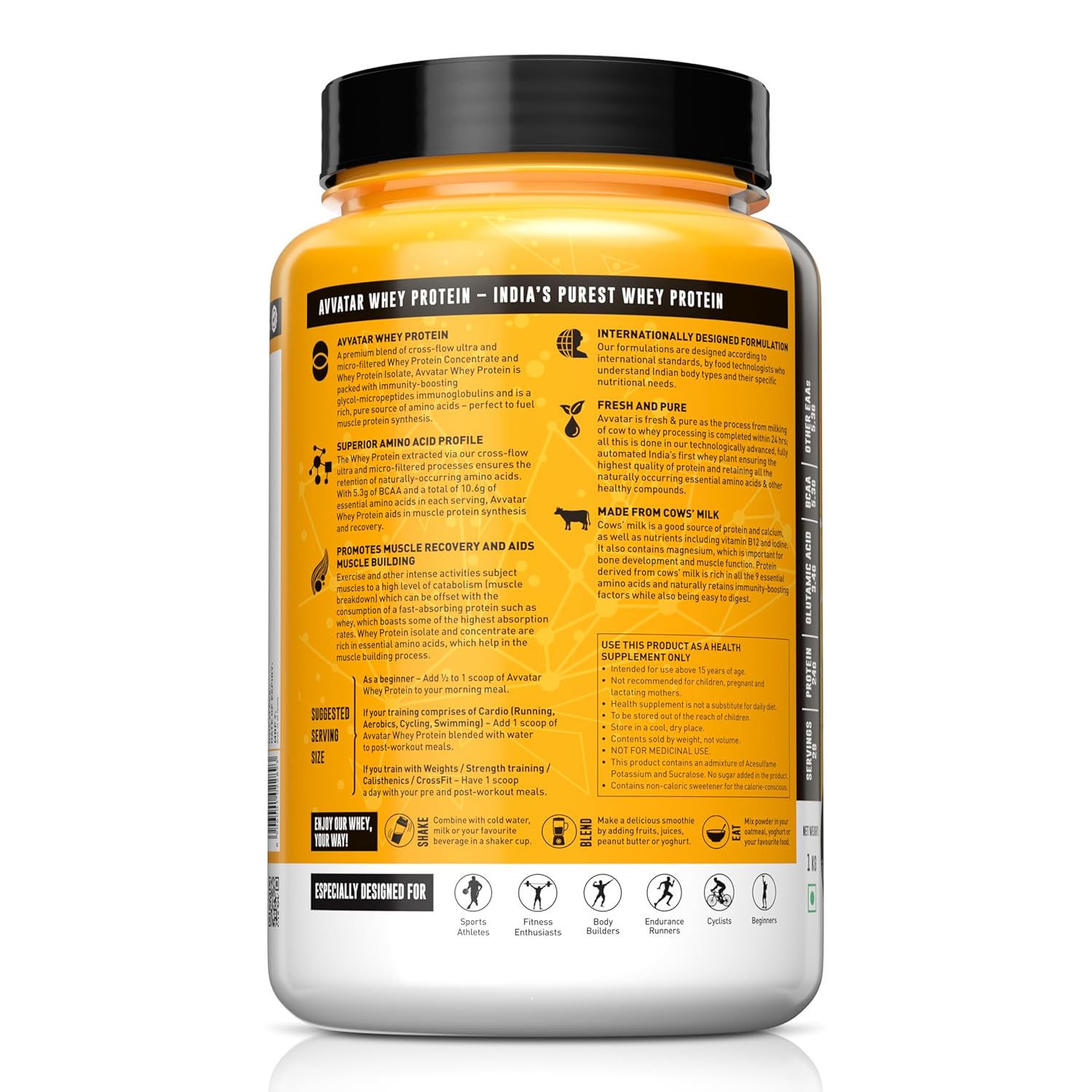 avvatar WHEY PROTEIN | 1Kg | Belgian Chocolate Flavour | 24g Protein | 29 Servings | Isolate & Concentrate Blend