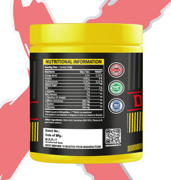 Muscle Doctor DOSE 8 PRE WORKOUT BCAA | 300 g | 60 SERVINGS | ORANGE