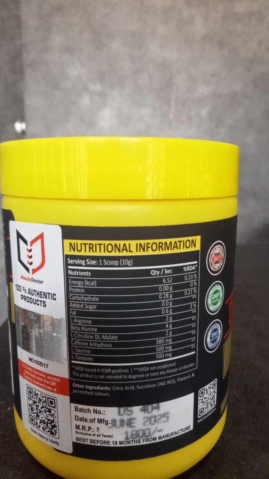 Muscle Doctor DOSE 8 PRE WORKOUT BCAA | 300 g | 60 SERVINGS  BLUBEBERRY