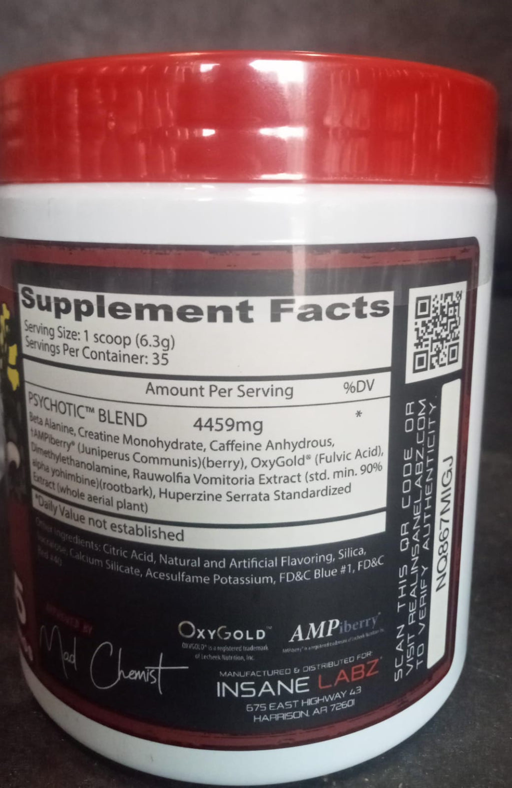Insane Labz Psychotic, High Stimulant Pre Workout Powder 35 Srvgs (grape) New Pack
