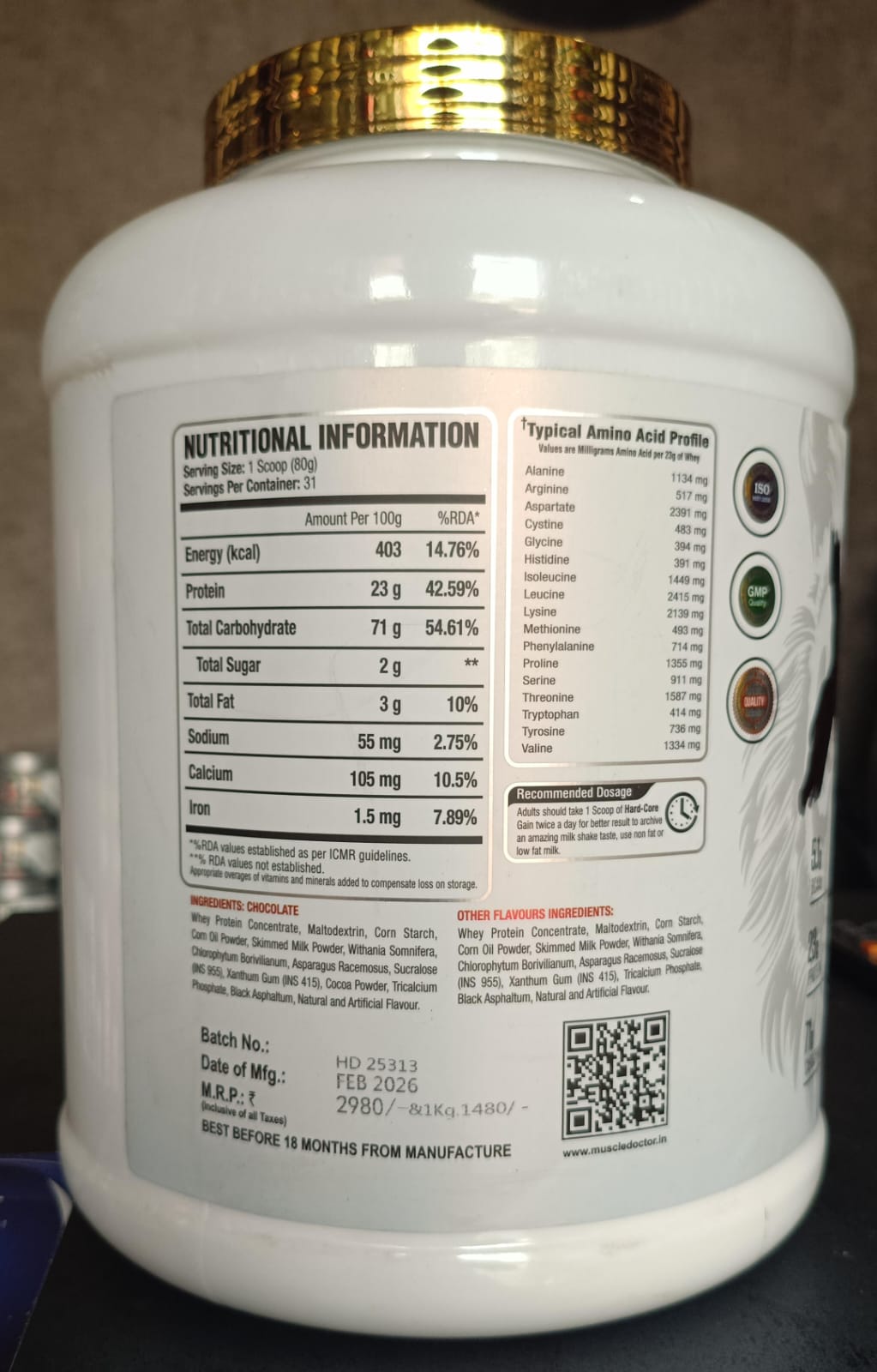 Muscle Doctor Hard core weight & mass gainer, High Protein High Calorie Weight Gainers/Mass Gainers (2.5 kg, Malai Kulfi)