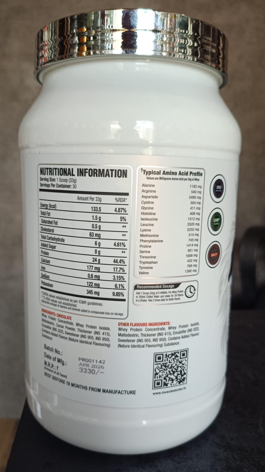 Muscle Doctor ANIMAL PRO Whey Protein (1 kg, Belgium Chocolate)