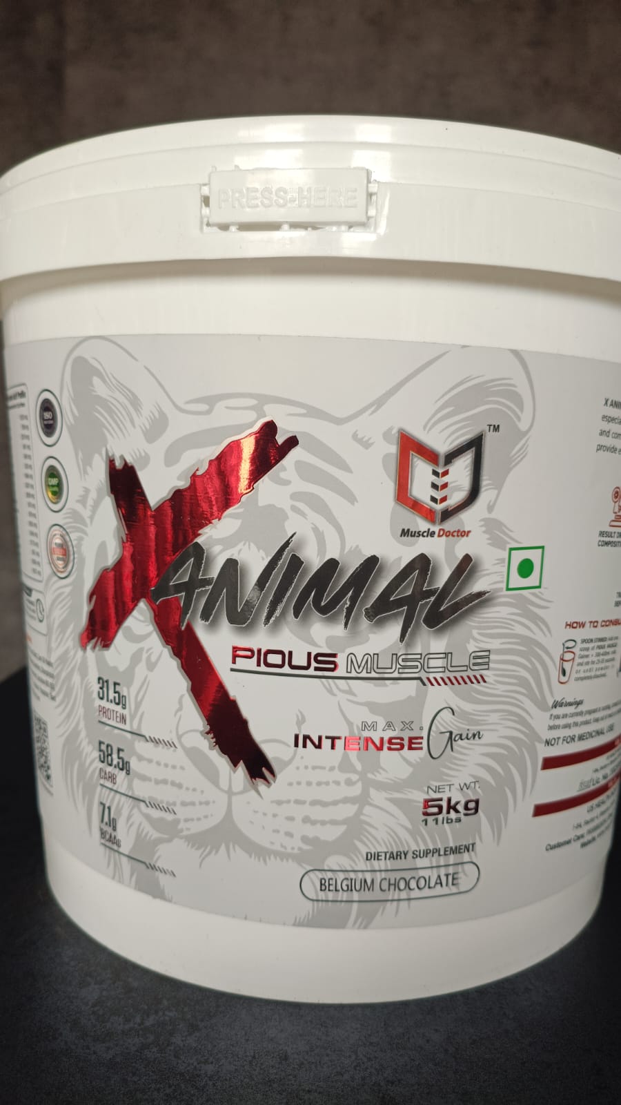 Muscle Doctor X-ANIMAL Pious Muscle Mass Gainer – Belgium Chocolate (5 kg) Weight Gainers/Mass Gainers