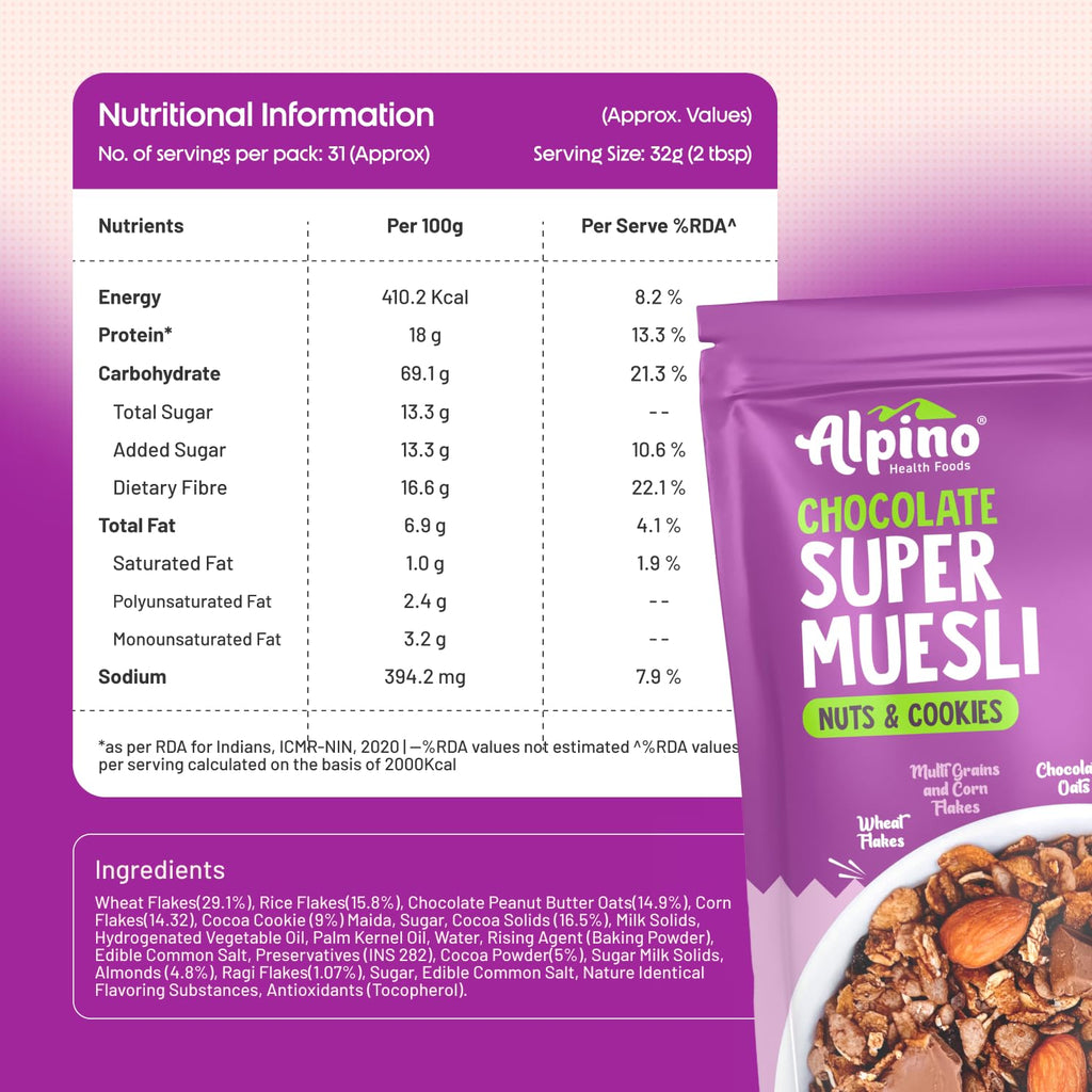 ALPINO 17g Protein-Rich Super Muesli Chocolate 750g