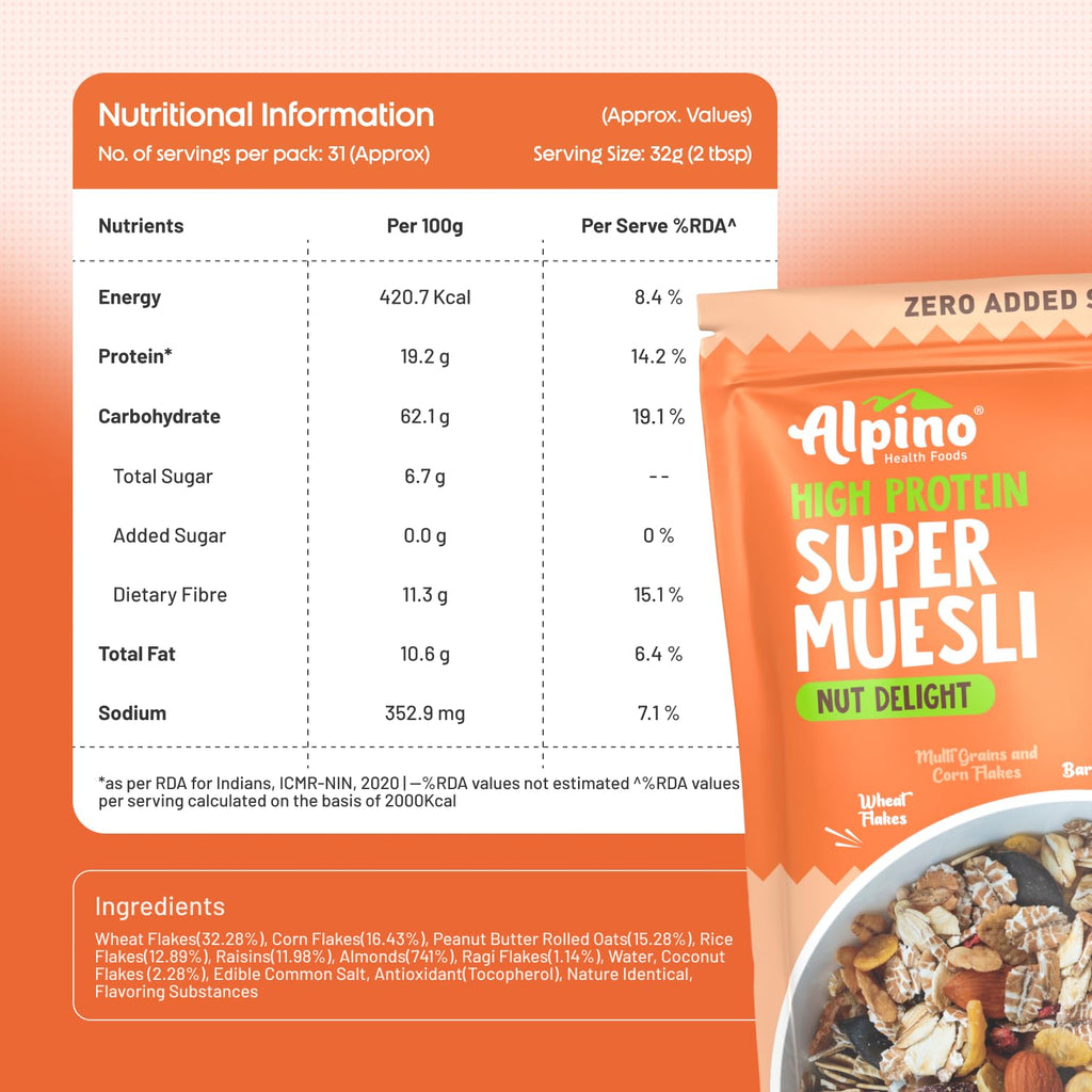 ALPINO 16g Protein-Rich Super Muesli Nut Delight 750g