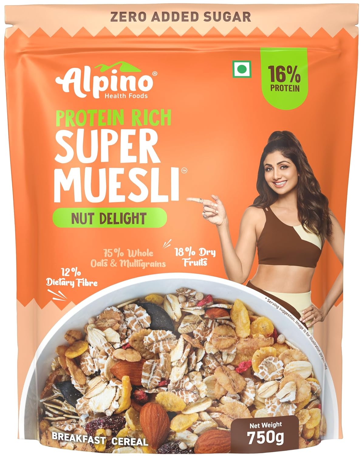 ALPINO 16g Protein-Rich Super Muesli Nut Delight 750g