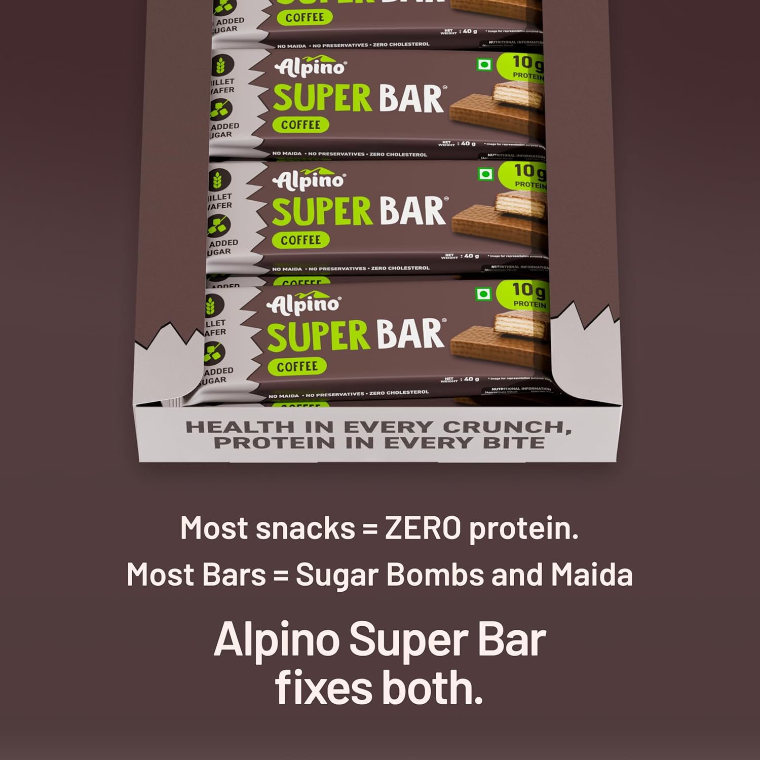 ALPINO 10g High Protein Super Waffer Bar Coffee 40g