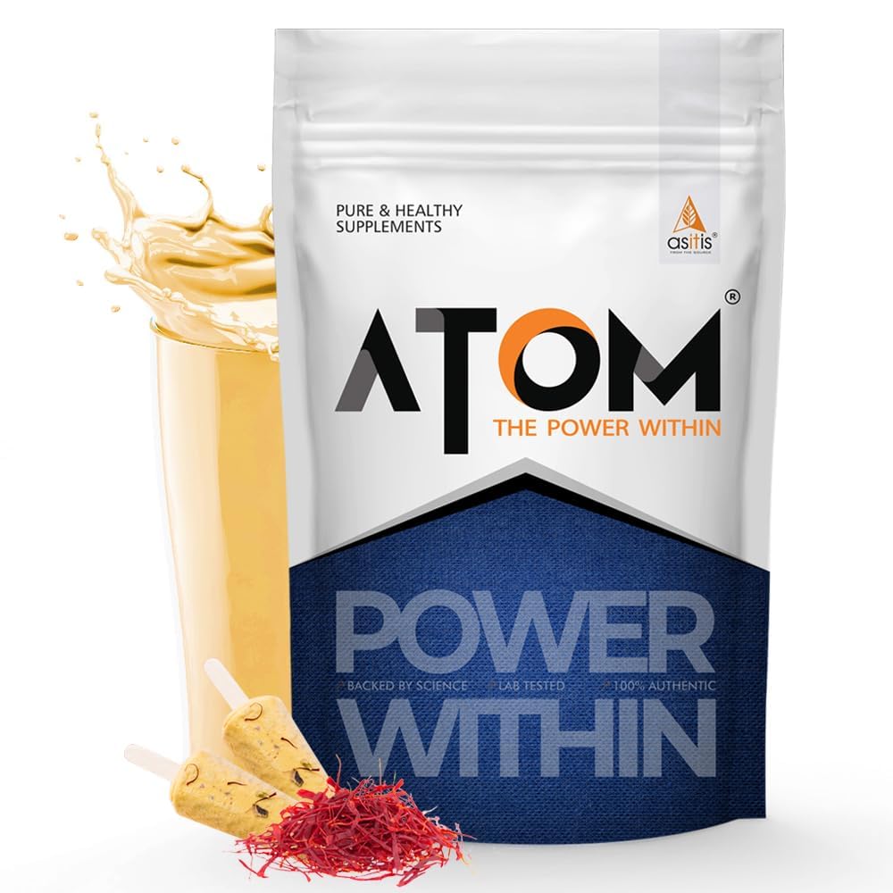 AS-IT-IS ATOM PWR Whey Protein with Enzymes, 24g Protein, 11g EAA, Lean Muscle Gains & Rapid Recovery, Easy Digest, 1Kg Kesar Kulfi