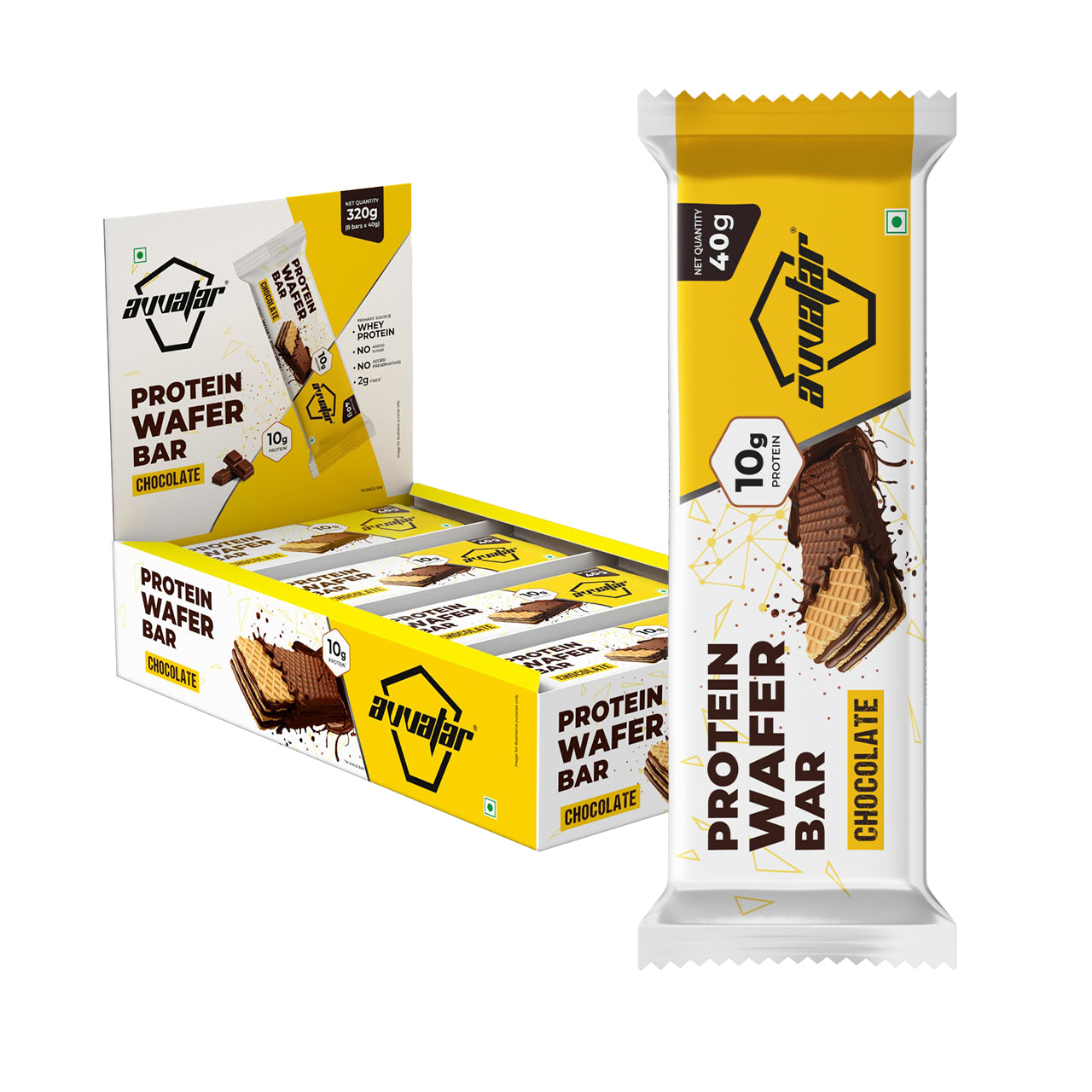 Avvatar Protein Wafer Bar | 320G | Chocolate Flavour | (8X40g)