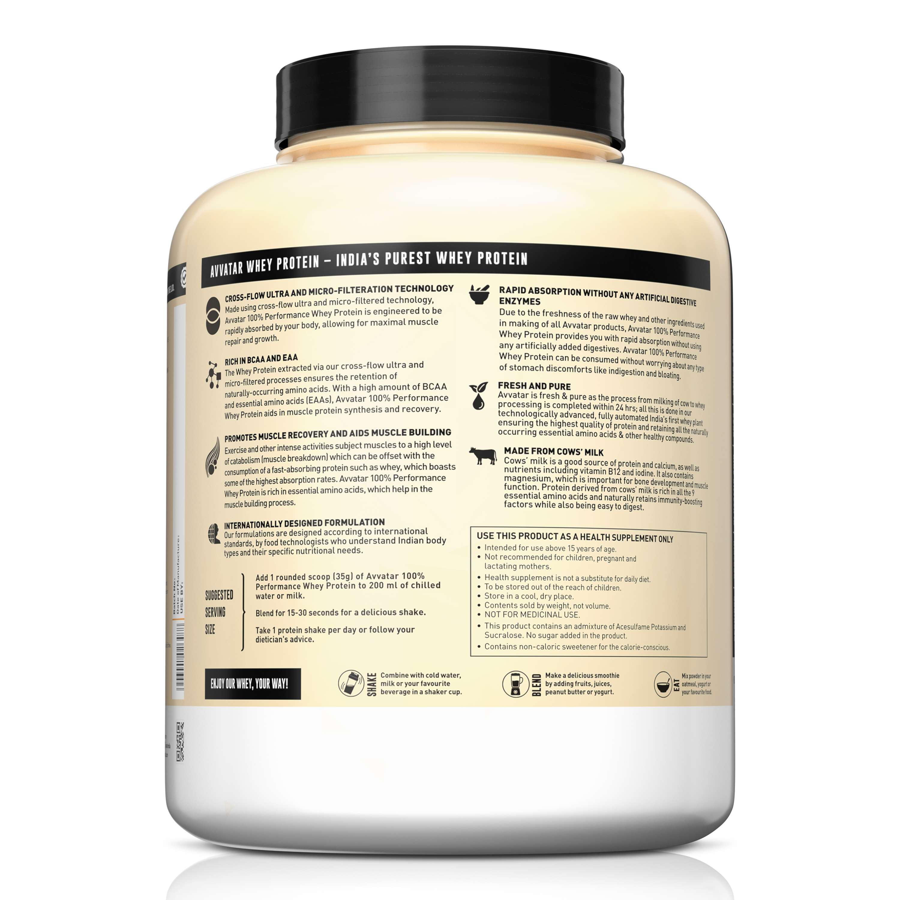 Avvatar 100% Performance Whey | 2 Kg | Malai Kulfi Flavour