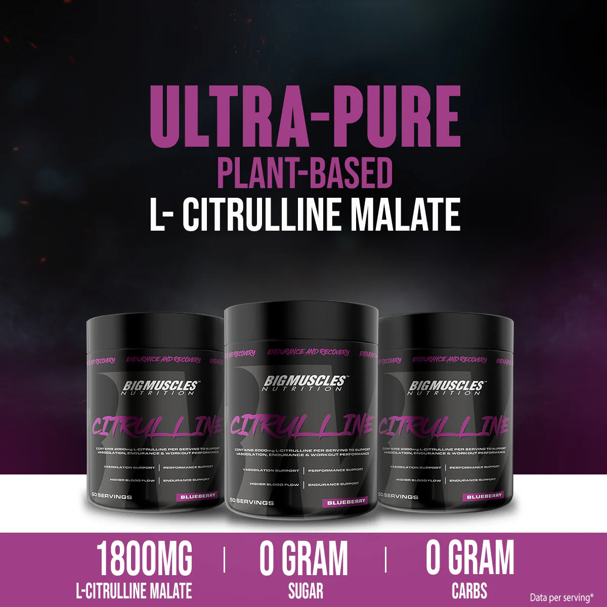 BIGMUSCLES NUTRITION Citrulline Malate [50 Servings] Pre Workout Enhance Muscle Pumps EAA (Essential Amino Acids) (100 g, Blueberry)