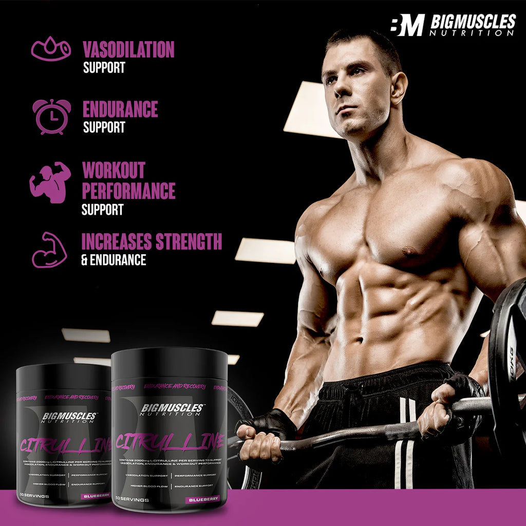 BIGMUSCLES NUTRITION Citrulline Malate [50 Servings] Pre Workout Enhance Muscle Pumps EAA (Essential Amino Acids) (100 g, Blueberry)
