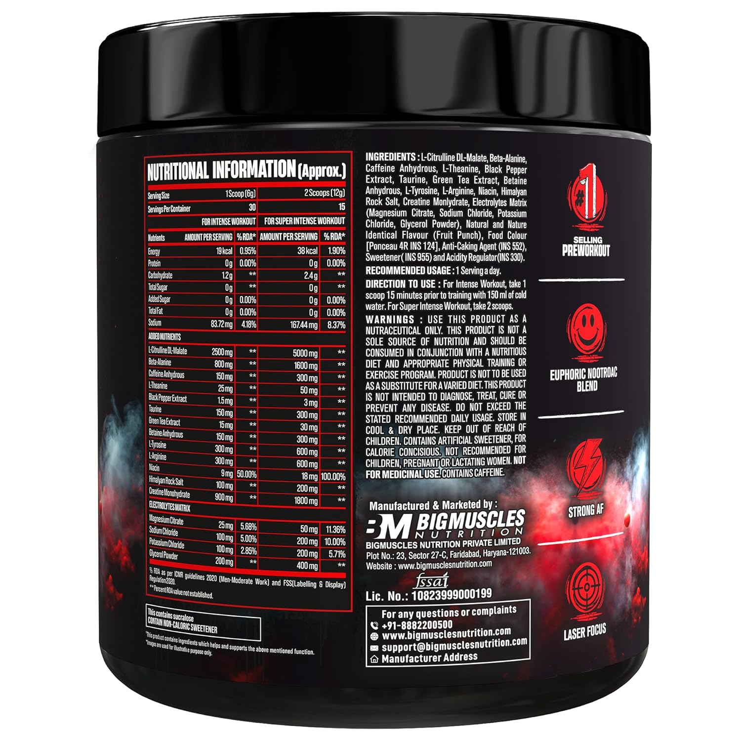 Bigmuscles Nutrition Freak Pre-Workout [30 Servings, Sex on the Beach] | Increased Energy, Strength, Mental Focus & Powerfull Pumps | 180 gm