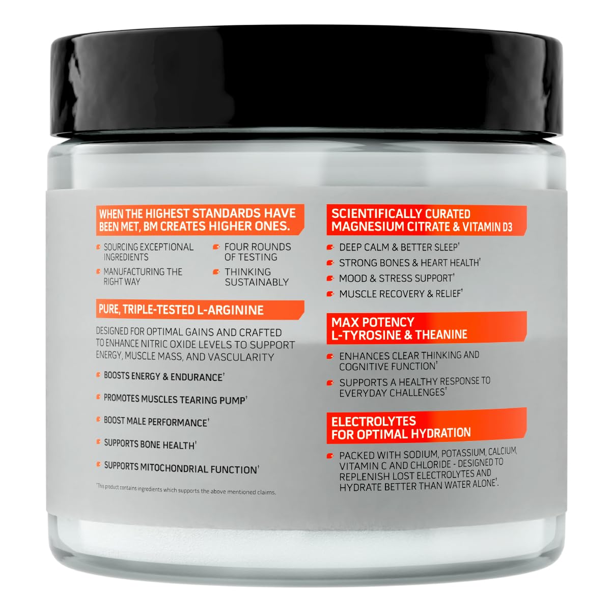 Bigmuscles Nutrition L-Arginine + Peptides [180g, Blueberry] | Arginine Powder with Superior Grade Magnesium, Electrolytes, Tyrosine & Vitamin D3
