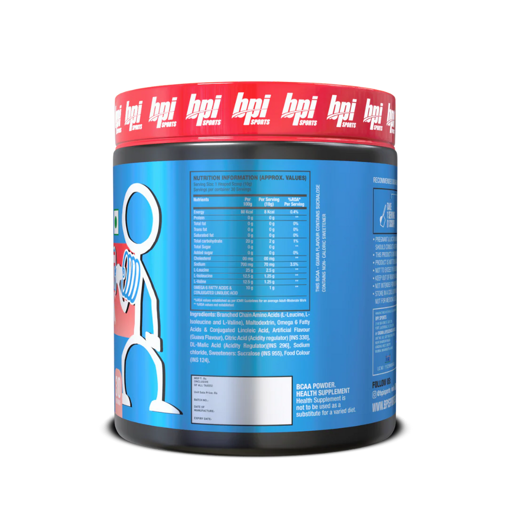 BPI Sports Best BCAA - BCAA Powder - Branched Chain Amino Acids - Muscle Recovery - Muscle Protein Synthesis - Lean Muscle - Improved Performance - Hydration guava flavour - 30 Servings - 300 gram.