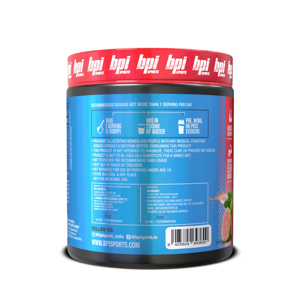BPI Sports Best BCAA - BCAA Powder - Branched Chain Amino Acids - Muscle Recovery - Muscle Protein Synthesis - Lean Muscle - Improved Performance - Hydration guava flavour - 30 Servings - 300 gram.