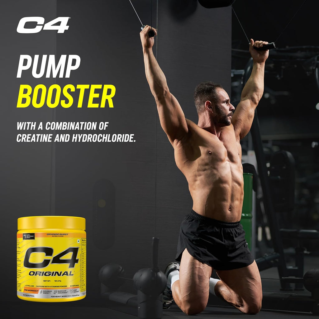 Cellucor C4 Original Pre-Workout Powder for Men & Women | With L-Citrulline And Caffeine With Vitamin Powers - Orange Burst, 30 servings, 164gm