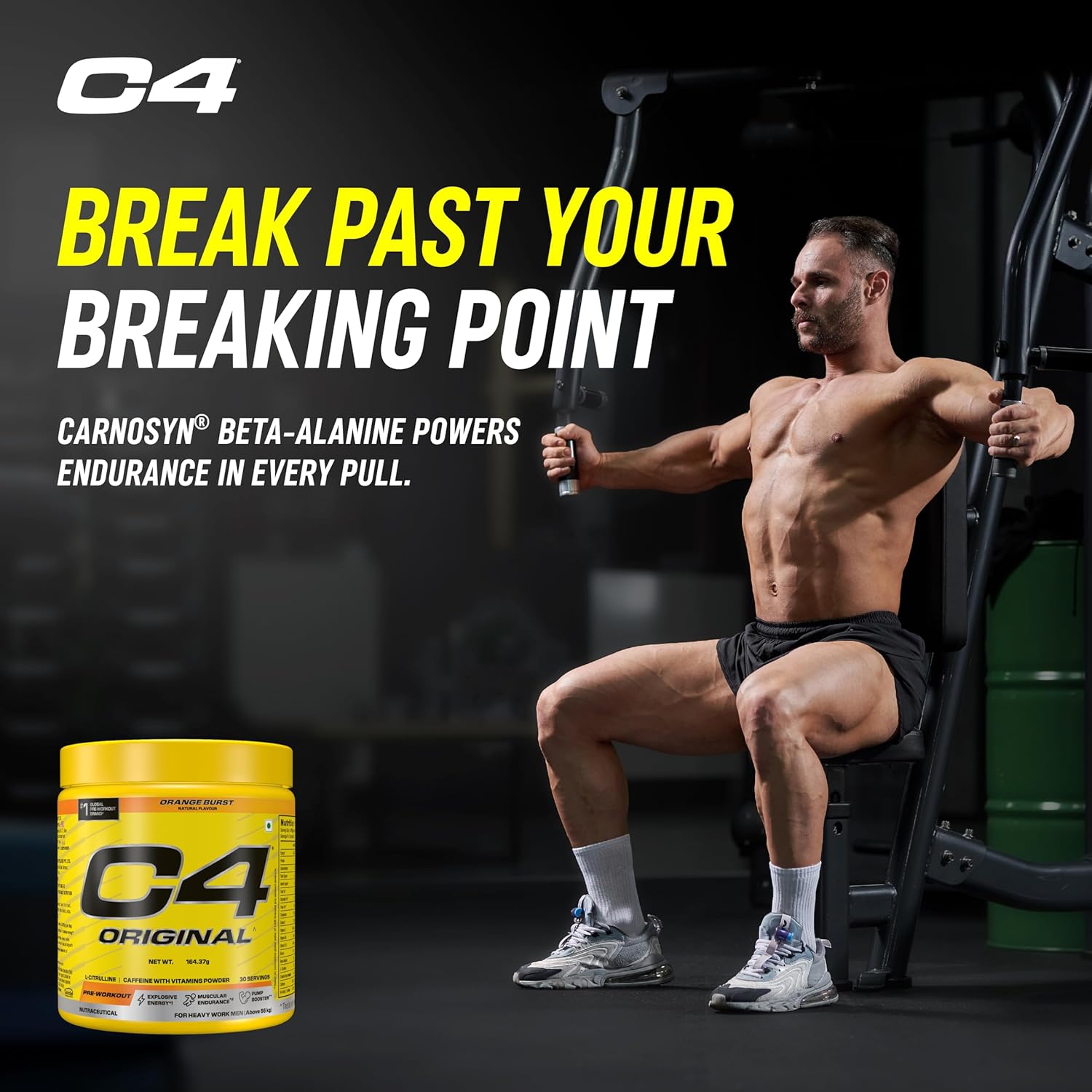 Cellucor C4 Original Pre-Workout Powder for Men & Women | With L-Citrulline And Caffeine With Vitamin Powers - Orange Burst, 30 servings, 164gm