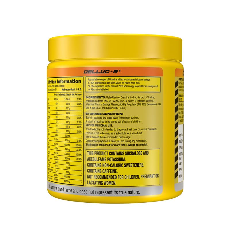 Cellucor C4 Original Pre-Workout Powder for Men & Women | With L-Citrulline And Caffeine With Vitamin Powers - Orange Burst, 30 servings, 164gm