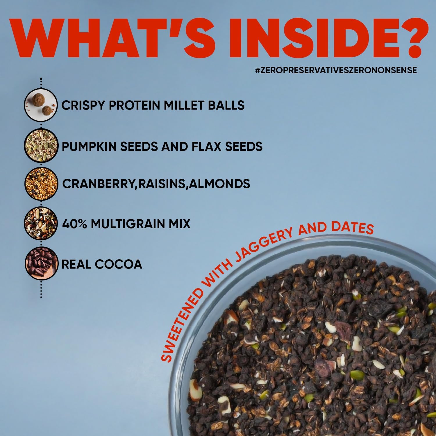 DC DOCTORS CHOICE High Protein Multigrain Muesli|22 Gm Protein|No Maida|No Palm Oil|Jaggery Sweetened Fiber-Rich|Preservative-Free|Healthy Crunchy Treat|750 Gram|dark choco berry|1 Count