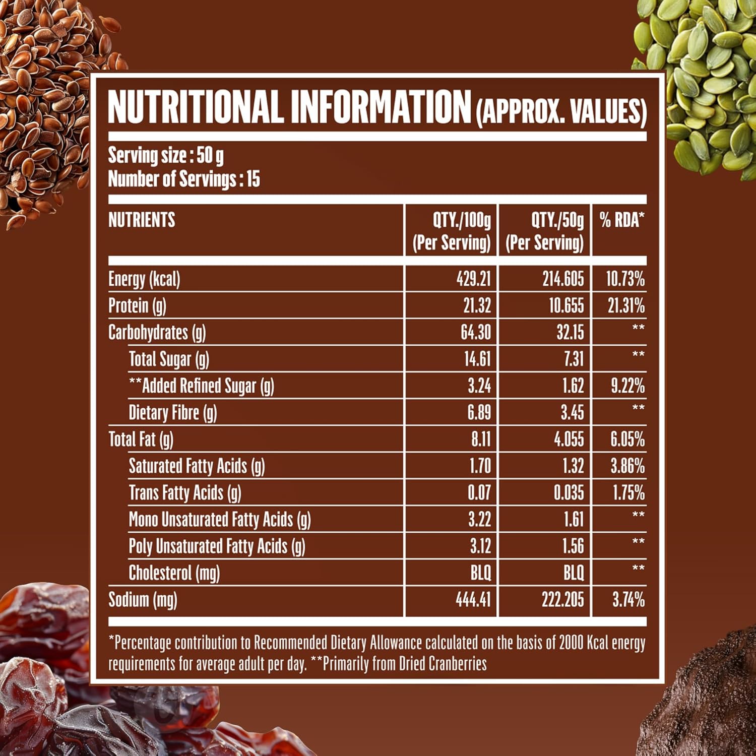 DC DOCTORS CHOICE High Protein Multigrain Muesli|22 Gm Protein|No Maida|No Palm Oil|Jaggery Sweetened Fiber-Rich|Preservative-Free|Healthy Crunchy Treat|750 Gram|dark choco berry|1 Count