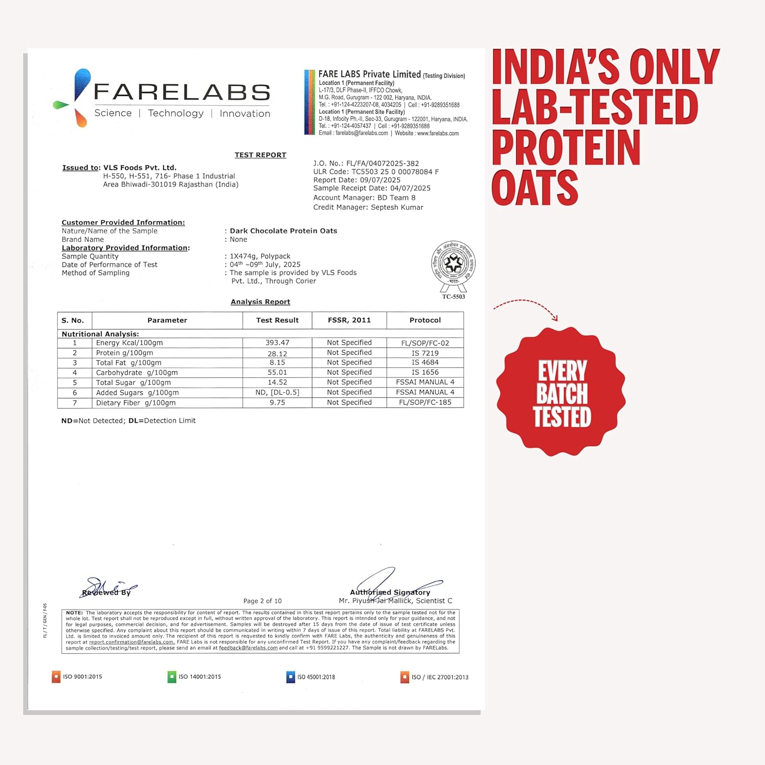 DOCTORS CHOICE Oats, High Protein Oats, 27g Pure Protein Breakfast Cereals, Jaggery Sweetened, Rich in Fiber, No Additives and 0g Sugar 2 Kg, Dark Choco Berry