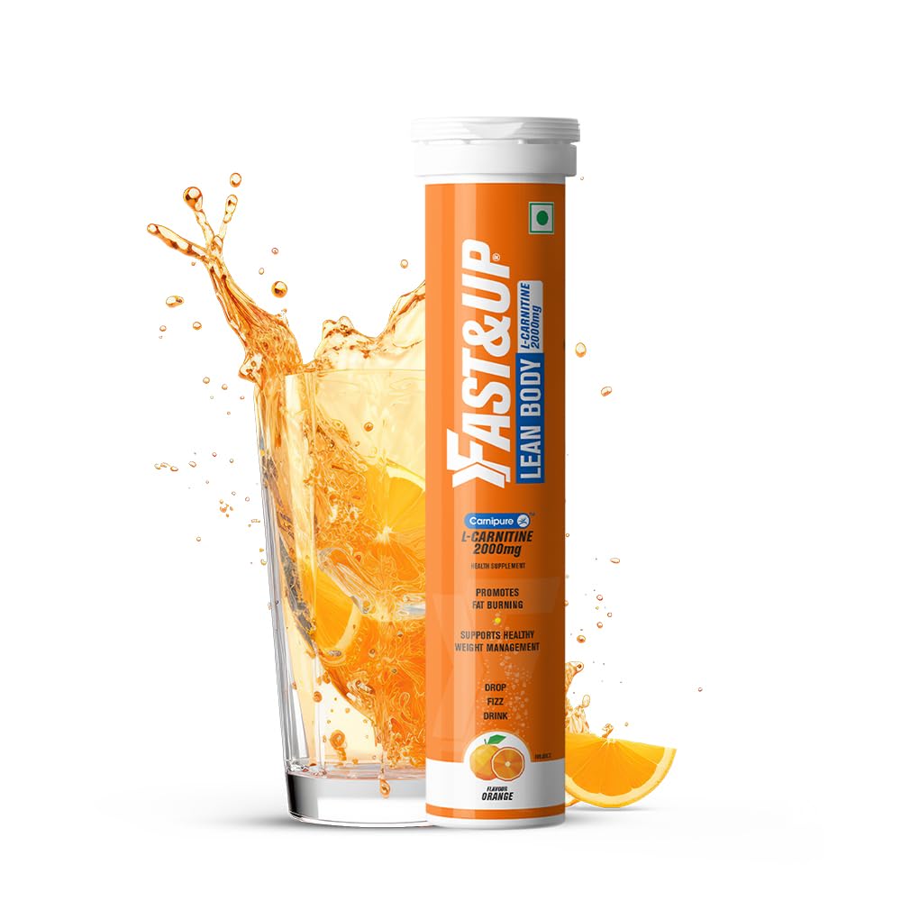 FAST&UP L-Carnitine 2000Mg Effervescent Tablets|Premium Carnipure® Carnitine Supplement|Helps Convert Fat Into Energy, Supports Weight Loss, Fat Burn & Lean Muscle|Orange Flavour, 20 Tabs (Pack of 1)