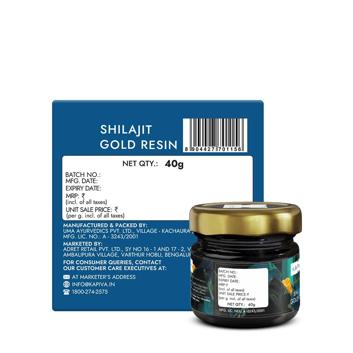 Kapiva Shilajit/Shilajeet Gold Resin - 20g | 500mg/Serving | 40 Servings | Boost Muscle Growth & Stamina | Contains 24 Carat Gold | 100% Ayurvedic