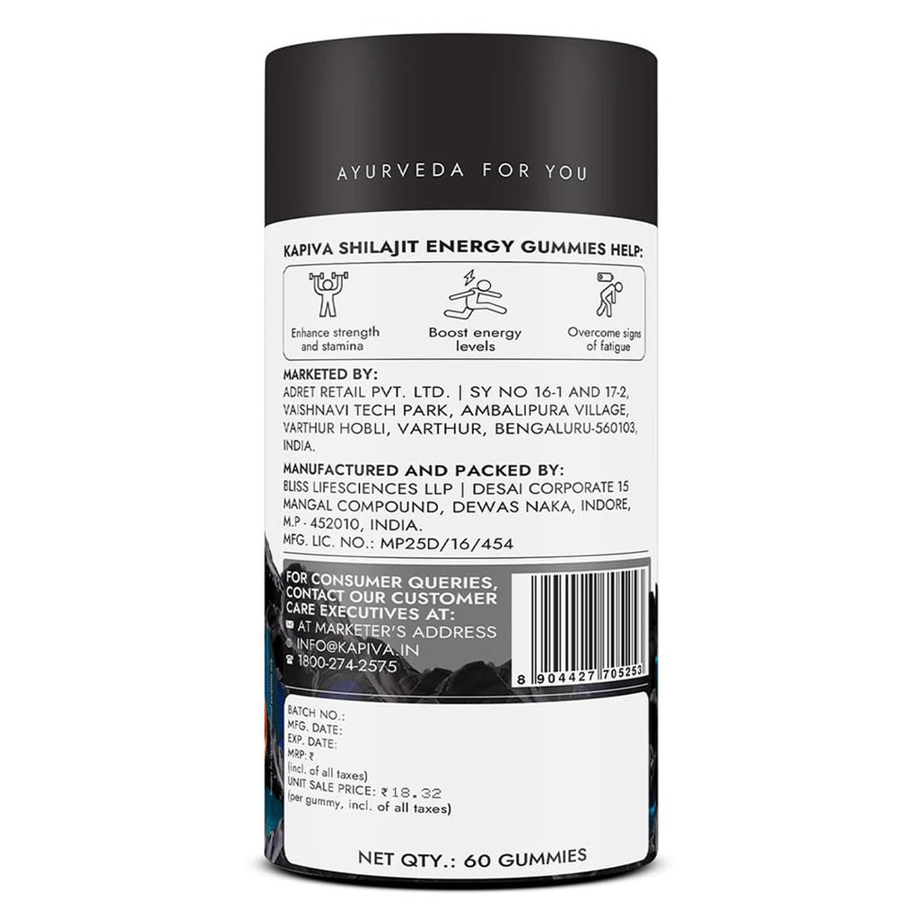 Kapiva Himalayan Shilajit/Shilajeet Gummies | 225mg Shilajit/Gummy | Ginger Honey Flavour | NABL-Certified Gummy | Boosts Energy Levels, Endurance & Stamina | No Added Sugar | Gelatin Free | 60 Gummies