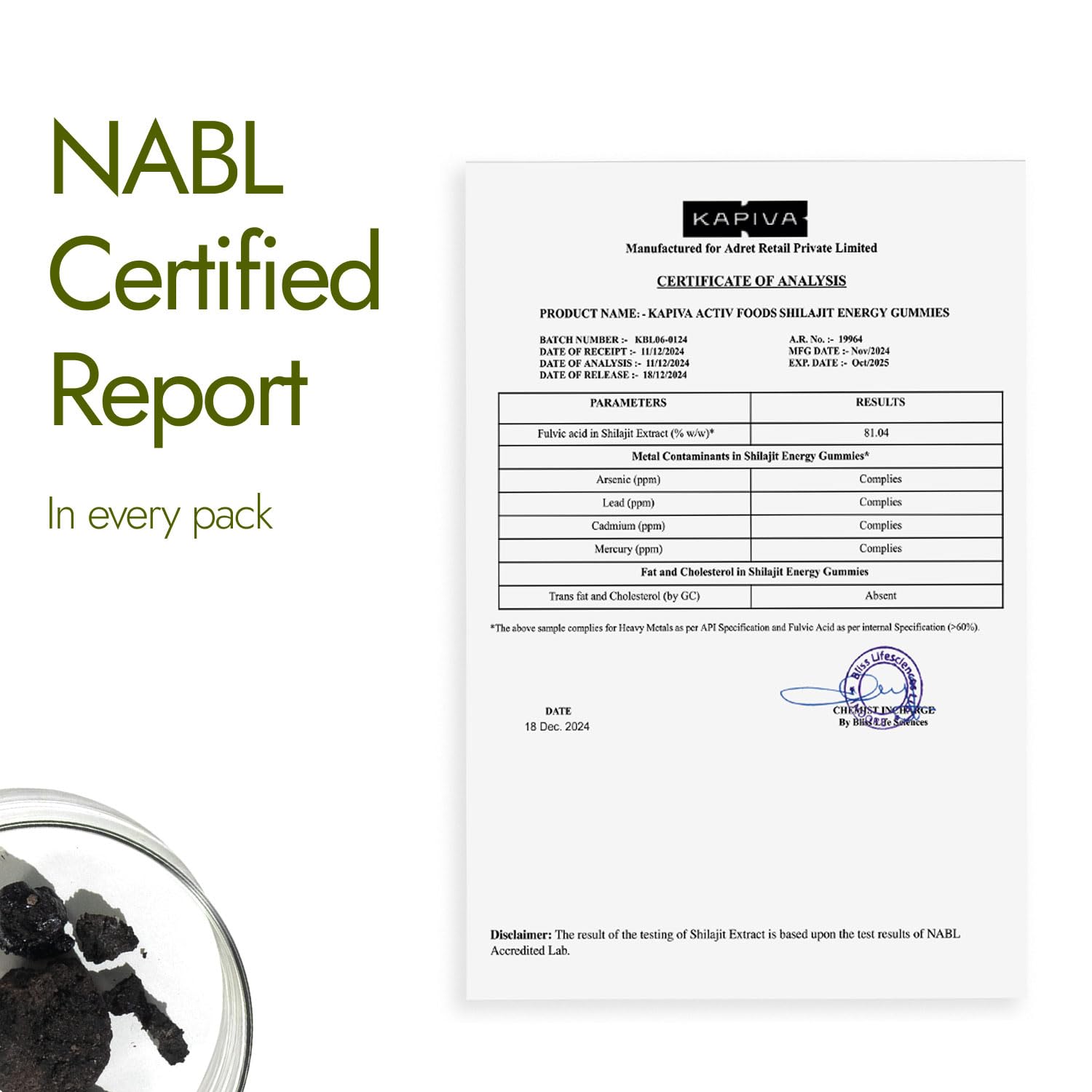 Kapiva Himalayan Shilajit/Shilajeet Gummies | 225mg Shilajit/Gummy | Ginger Honey Flavour | NABL-Certified Gummy | Boosts Energy Levels, Endurance & Stamina | No Added Sugar | Gelatin Free | 60 Gummies