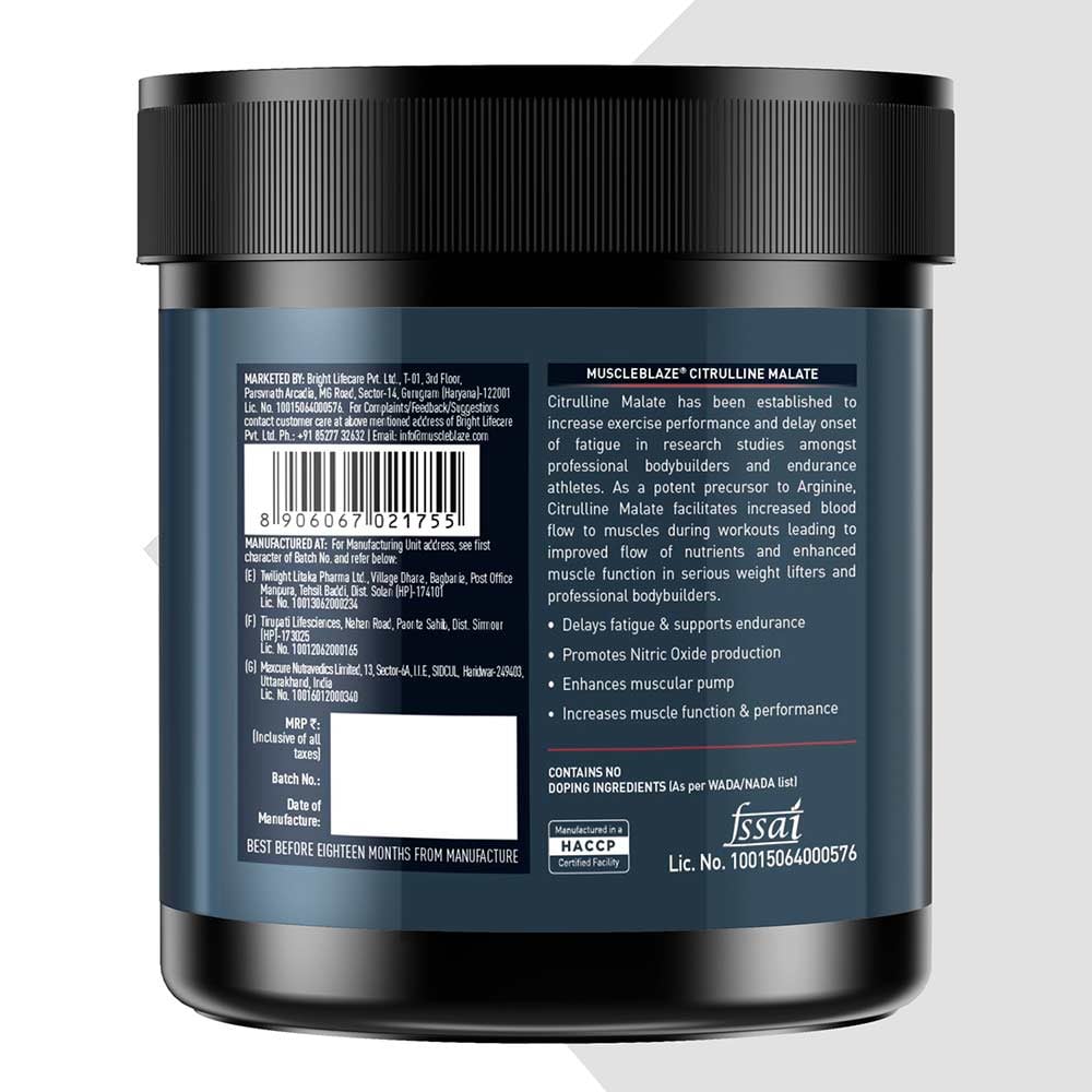 MuscleBlaze Citrulline Malate Unflavored • 100 g