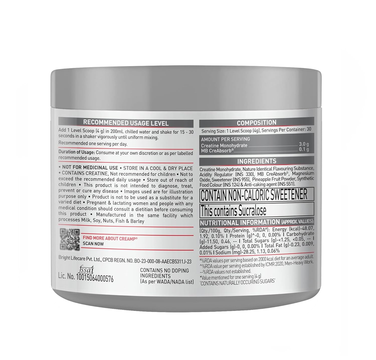 MuscleBlaze Creatine Monohydrate CreAMP Watermelon Kool aid 120g